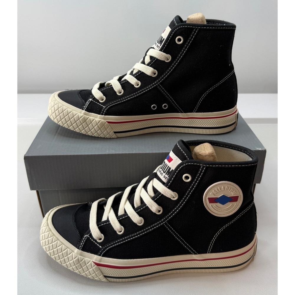 Palladium Palla Louvel Black Canvas High Top Sneakers Mens 5.5 Womens 7 NEW